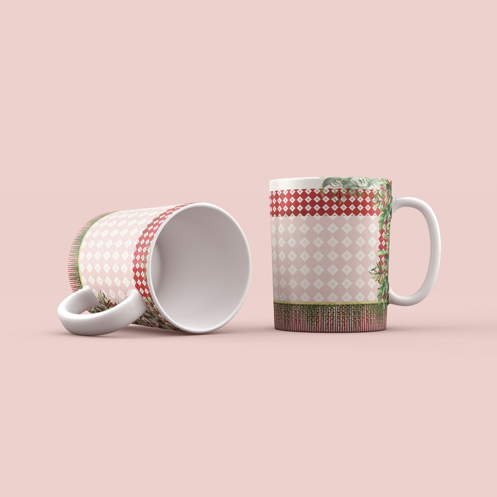 The Scarlet Tropics (Plain) – Set of 2 Kalamkari Mugs