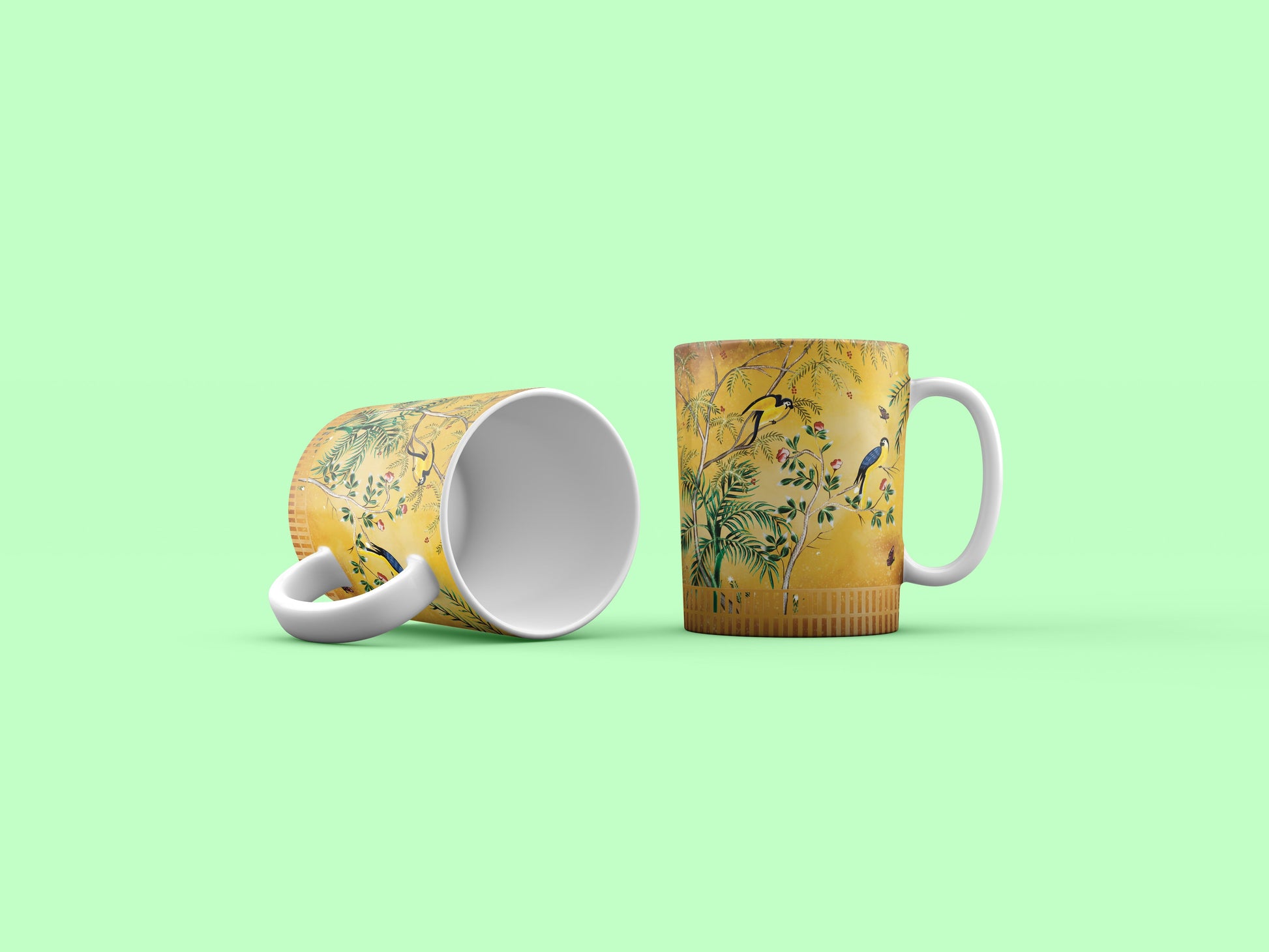 Golden Harmony – Set of 2 Kalamkari Mugs