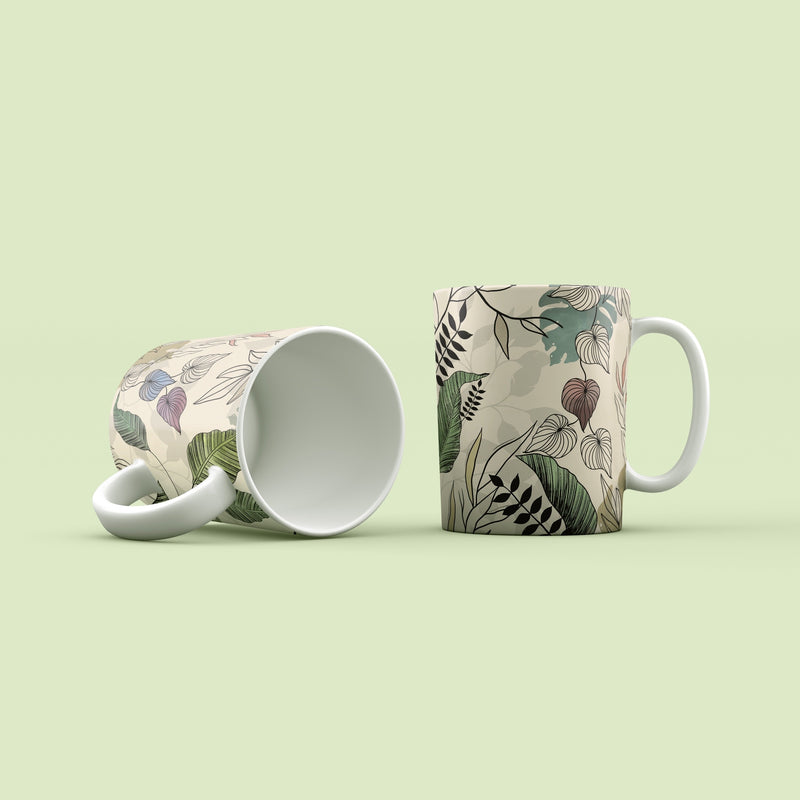 Gallimaufry Of Leaves – Set of 2 Kalamkari Mugs