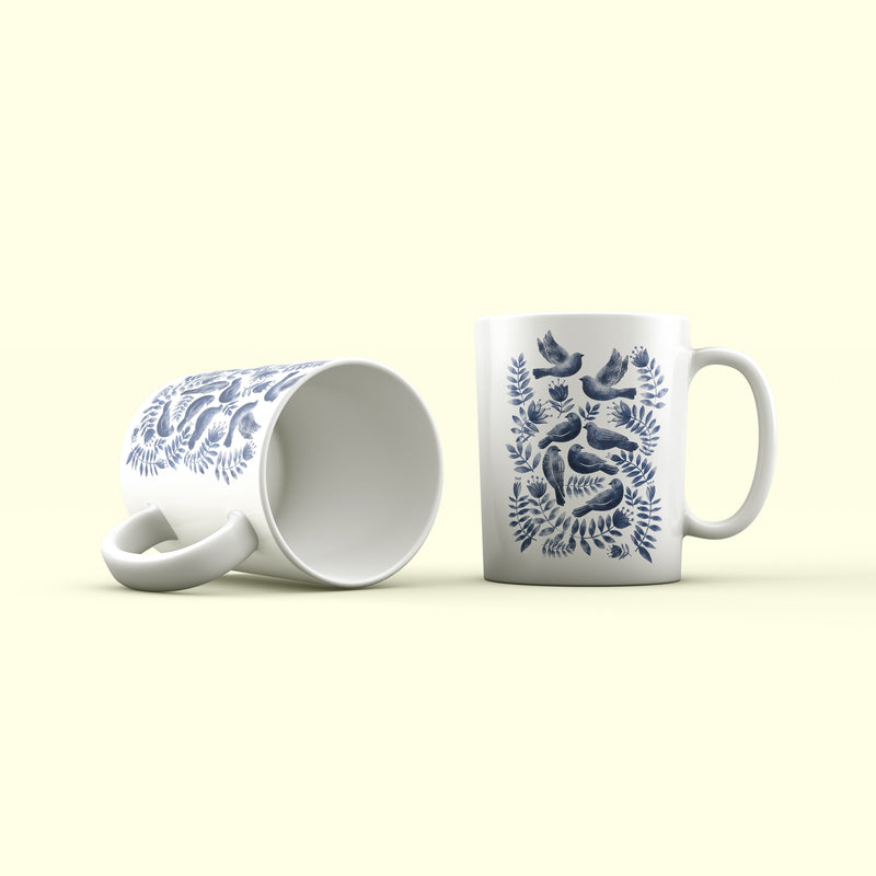 Blue Bird – Set of 2 Kalamkari Mugs