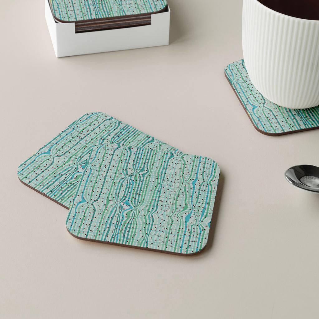 The Rose Teal Stripes Coaster