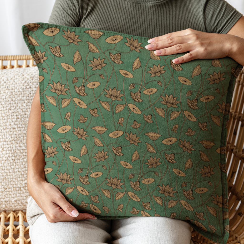 The Azurie Pichwai cushion/Sea green