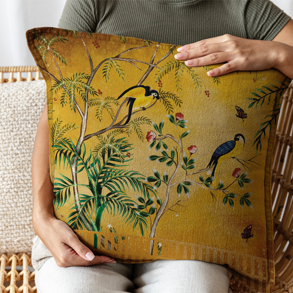 The bird chirp cushion/ a bright cheerful day