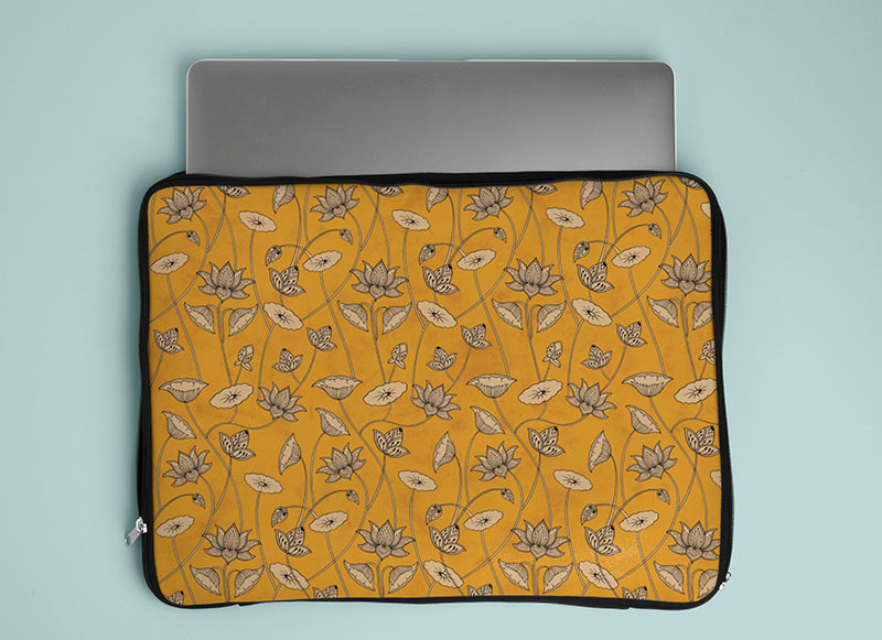 The yellow pichwai laptop sleeve